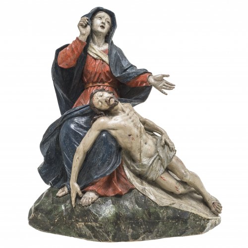 Pieta. Bayern, 18. Jh. Holz, übergangene Farbfassung. H. 60 cm. Best.