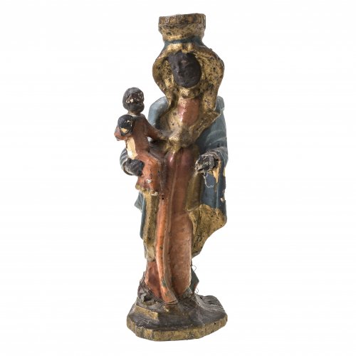 Wallfahrtsmadonna von Altötting. Holz, Farbfassung. Besch. H. 20 cm.