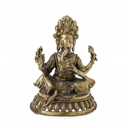 Ganesha-Gottheit. Bronze, Hohlguss, Tibet oder Nepal. H. 17 cm.