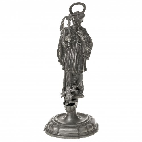 Zinn-Statuette des hl. Johannes von Nepomuk. H. 23 cm.