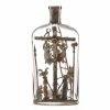 Flascheneingericht. Österreich, dat. 1909. Farbloses Glas (Plattflasche), darin Holzarbeit mit Druckbildern. Mit Arma Christi. H. 21 cm.