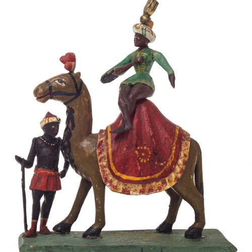 Krippenfigur, Orientalen mit Kamel.