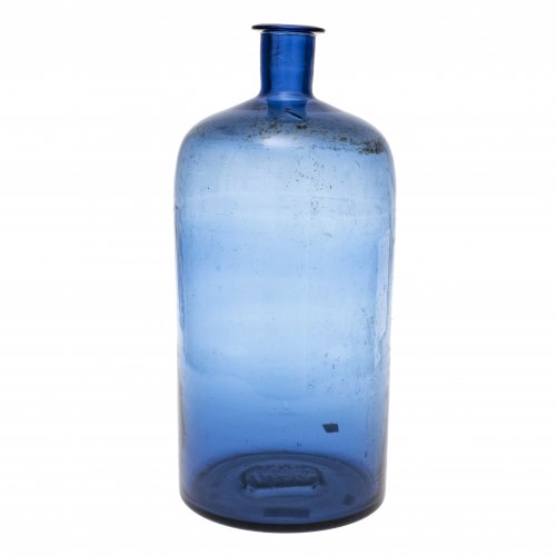 Vorratsflasche. Blaues Glas. H. 43 cm.