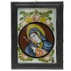 Hinterglasbild, Raimundsreut. Mater Dolorosa in Rundkartusche, Tempera/Glas, mit Farbabrieb. 25 x 18,5 cm.