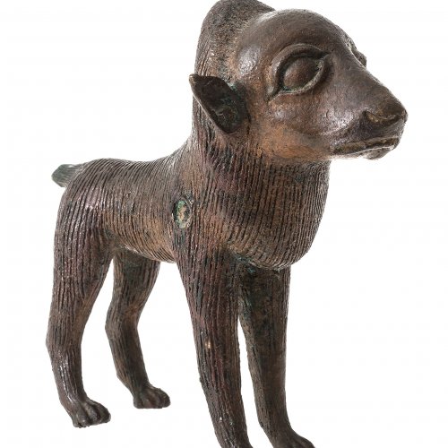 Löwe. Afrika. (Benin). Bronze. L. 18 cm. Best.