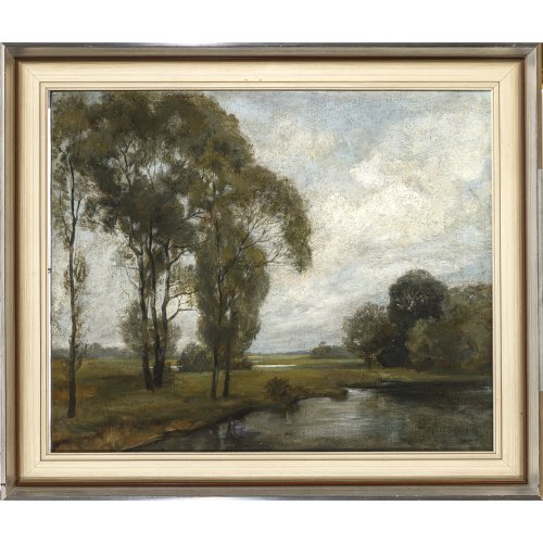 Schrötter, Alfred von. Bachlandschaft im Frühling. Öl/Lw. 50 x 61 cm. Doubl., rest. Sign.