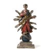 Maria Immaculata. Bayern oder Böhmen, Holz, Farbfassung. Besch. H. 29 cm.