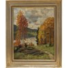 Sinding, Otto Ludvig. Herbsttag in Norwegen. Öl/Lw. 72 x 56 cm. Sign. Alterungsspuren.