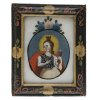 Hinterglasbild. Bayern. Hl. Barbara. Tempera/Glas. 16,5 x 13,5 cm.