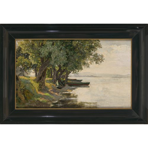 Deutsch, 19./20. Jh. Blick auf den Chiemsee. Öl/Lw. 29 x 47 cm. Unsign.