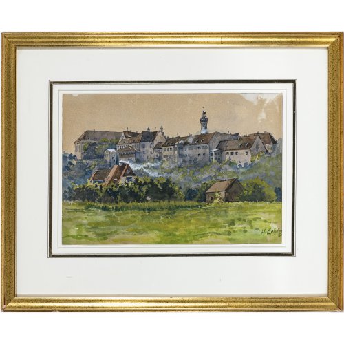 20. Jh. Aquarell, Blick auf das Dachauer Schloss. 20 x 29 cm. Unleserl. sign.