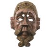 Maske. Tirol. Männliches Gesicht mit geschwungener Haar- und Barttracht. Holz, geschnitzt, Farbfassung. Innenseite mit Namensinitialien. Womöglich Kindermaske.  L. 18 cm.