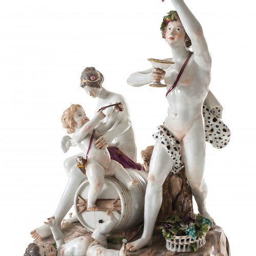 3-teilige Figurengruppe. Bacchus und Ariadne. Meissen.