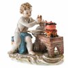 Putto am Ofen mit Schokoladenkännchen, Meissen.