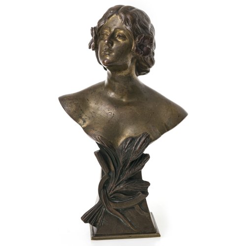 Neri, Alfredo. Mädchenbüste. Bronze. H. 21,6 cm. Sign., dat. 1901.