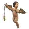 Putto mit Weihrauchfass. Holz, übergangene Farbfassung. Besch., einige Finger fehlen. H. 28 cm.