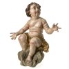 Putto auf Wolke. Holz, übergangene Farbfassung. Besch., Teile fehlen. H. 47 cm.