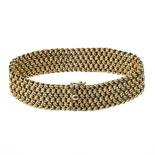 Armband mit Flechtbandstruktur. 18 K Gold.