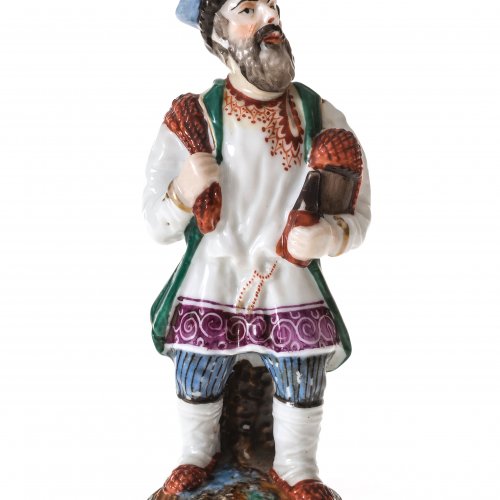 Porzellanfigur. Schuhverkäufer. Russland, 19. Jh. H. 15 cm. ungemarkt.