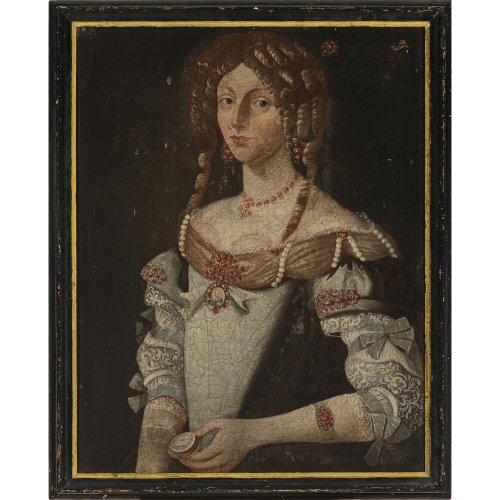 Deutsch, um 1600. Porträt einer jungen Dame. 86 x 67 cm. Besch. Unsign.