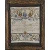 Dat. 31. Mai 1711. Bologna, Benedektinerabtei Santi Vitale e Agricola in arena. Feierliche Professerneuerung. Aquarell und Goldfarbe auf Pergament. Ca. 27,5 x 22 cm. Alterungsspuren, Knick im Pergament.