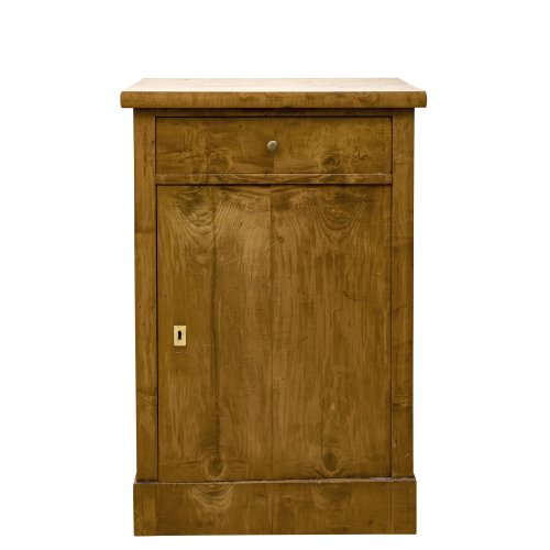 Kleiner Pfeilerhalbschrank. Kirschbaum, furniert. 89 x 58 x 32 cm. Alterungsspuren.