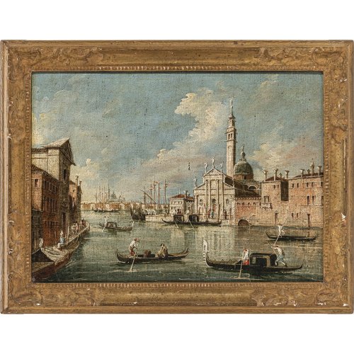 Italien. Ansicht von Venedig. Öl/Lw. 29 x 40 cm. Rest., doubl. Unsign.