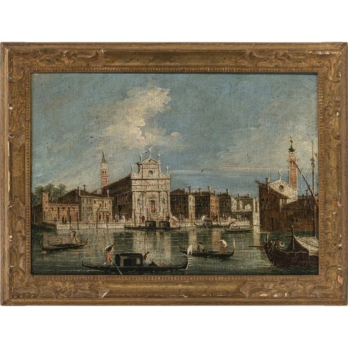 Italien. Ansicht von Venedig. Öl/Lw. 29 x 40 cm. Rest., doubl. Unsign.