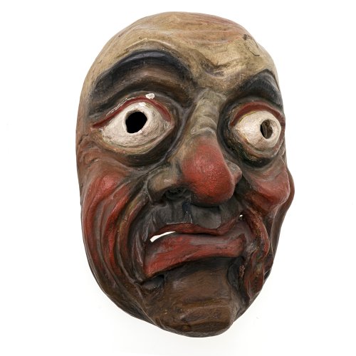 Perchtenmaske. Holz, farbig gefasst. Best. H. 28 cm.