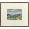 Müller, Christian. Blick auf Landshut mit der Martinskirche und der Burg Trausnitz. Aquarell. 20 x 27 cm. Sign., dat. 1925.