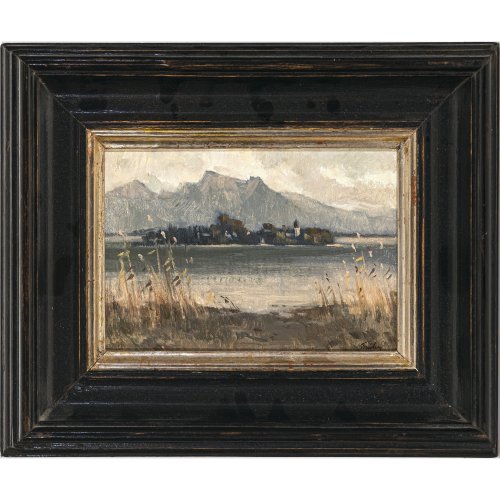 Paulus, Paul. Blick auf die Fraueninsel. Öl/Hartfaser. 13 x 18 cm. Sign.