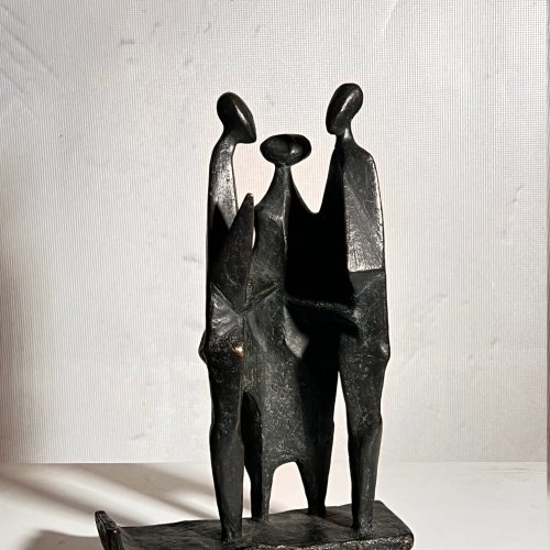 Reidel, Karl. Personen im Gespräch. Bronze 28 x 18 x 6,5 cm. Sign.