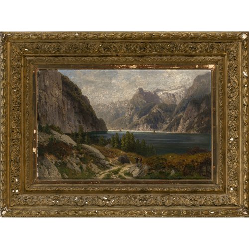 Schoyerer, Josef. Blick auf den Vierwaldstättersee. Öl/Lw. 40 x 63 cm. Sign., dat. 186(3?).