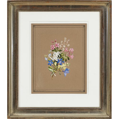 Nachtmann, Franz Xaver. Blumengebinde. Aquarell. 24,5 x 19,3 cm. Sign., dat. 1835.