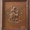 Bronzerelief. Hl. Hubertus. 27,5 x 23 cm.