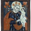 Hinterglasbild. Raimundsreut, 19. Jh. Hl. Josef mit Jesuskind. Tempera/Glas.