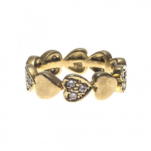 Ring. Gold. Herzen mit Brilliantsplittern.