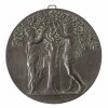 Plakette. Bronze. Adam und Eva unter dem Apfelbaum.