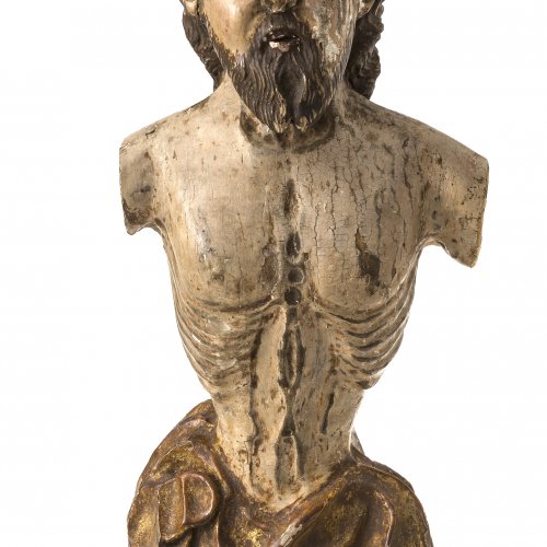 Ecce homo. Holz, farbig gefasst.