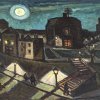 Thümen, Herbert Freiherr von, Straßenzug einer Stadt bei Vollmond, Öl/Lw., 49 x 71,5 cm.