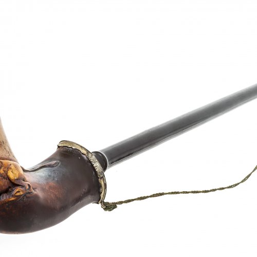 Pfeife, Meerschaum, beschnitzt, Löwenmotiv.