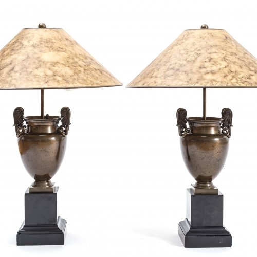 Ein Paar Vasen als Tischlampen, Bronze, 19. Jh.