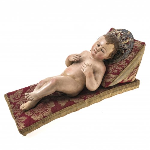 Bambino Gesù, Terrakotta, Inkarnatfassung, Italien, H. 42 cm.