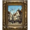 Kuwasseg, Charles Euphrasie. Buntes Treiben in einer Altstadt. Öl/Holz. 22 x 16 cm. Sign.