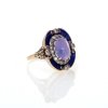 Ring, blau emailliert, Ceylon-Saphir, Diamantentourage.