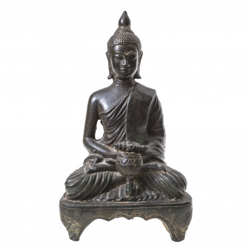 Buddha im Meditationssitz. Bronze. Thailand. H. 25 cm.